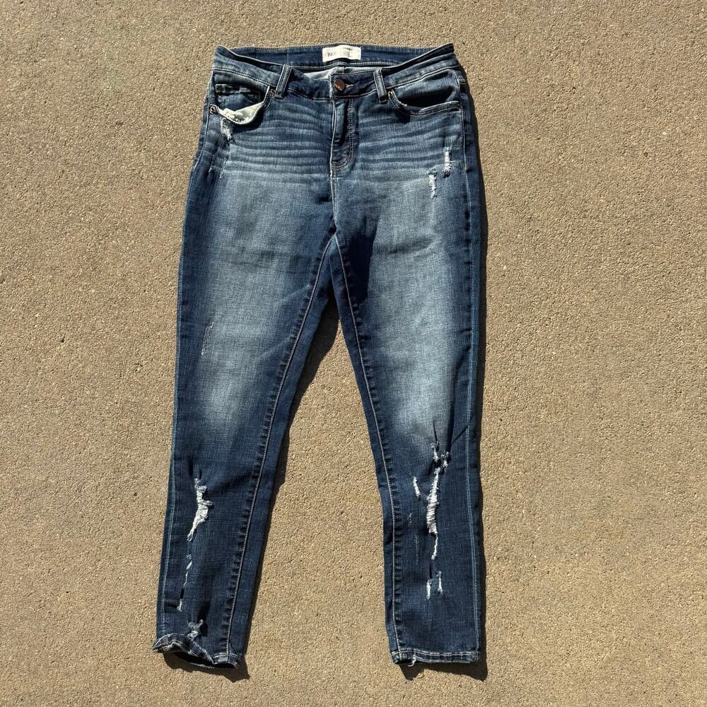 BKE Gabby 27x27 Curvy Fit High Rise Ankle Skinny Distressed Blue Jeans ABK2875A